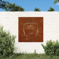 Buddha fej mintás corten acél kerti faldísz 55 x 55 cm