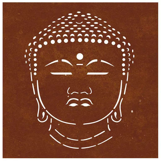 Buddha fej mintás corten acél kerti faldísz 55 x 55 cm