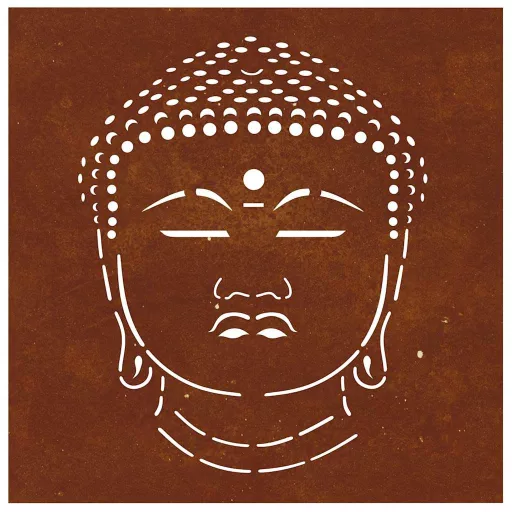 Buddha fej mintás corten acél kerti faldísz 55 x 55 cm