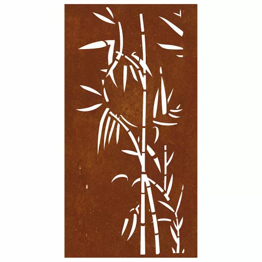 Bambuszmintás corten acél kerti faldísz 105 x 55 cm