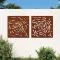 2 db rózsamintás corten acél kerti faldísz 55 x 55 cm