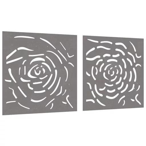 2 db rózsamintás corten acél kerti faldísz 55 x 55 cm