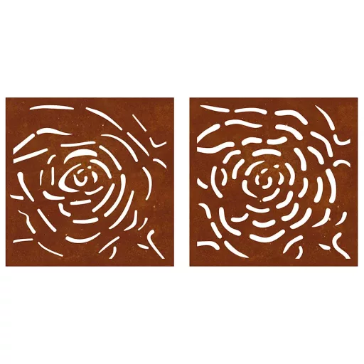 2 db rózsamintás corten acél kerti faldísz 55 x 55 cm