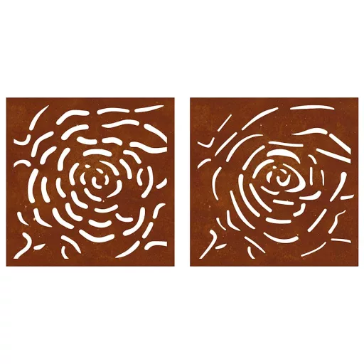 2 db rózsamintás corten acél kerti faldísz 55 x 55 cm
