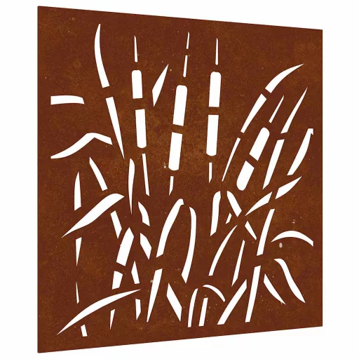 Fűmintás corten acél kerti faldísz 55 x 55 cm