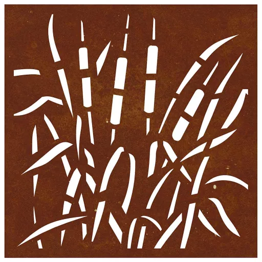 Fűmintás corten acél kerti faldísz 55 x 55 cm