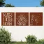 3 db fűmintás corten acél kerti faldísz 55 x 55 cm