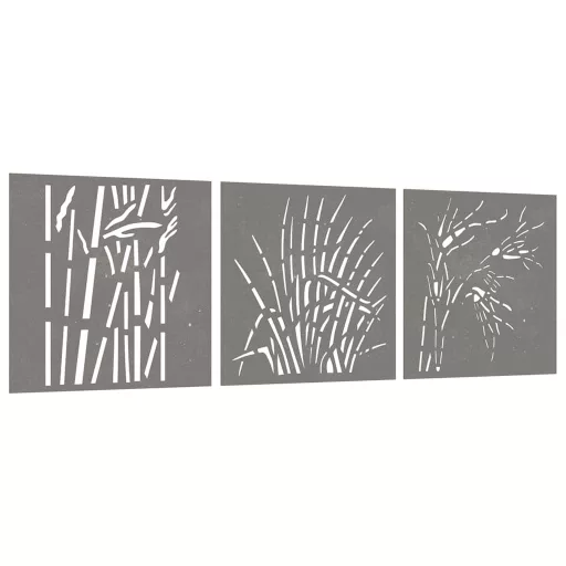 3 db fűmintás corten acél kerti faldísz 55 x 55 cm