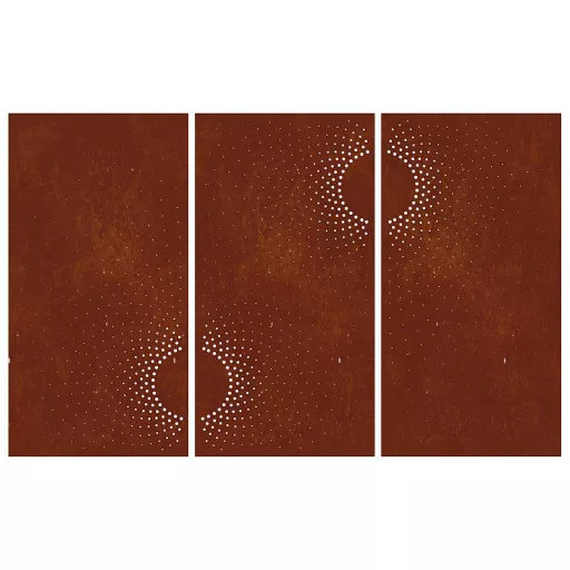 3 db napmintás corten acél kerti faldísz 105 x 55 cm