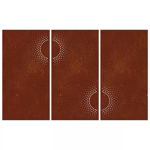 3 db napmintás corten acél kerti faldísz 105 x 55 cm