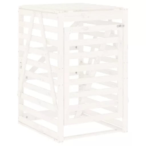 Fehér tömör fenyőfa szemeteskuka tároló 84x90x128,5 cm