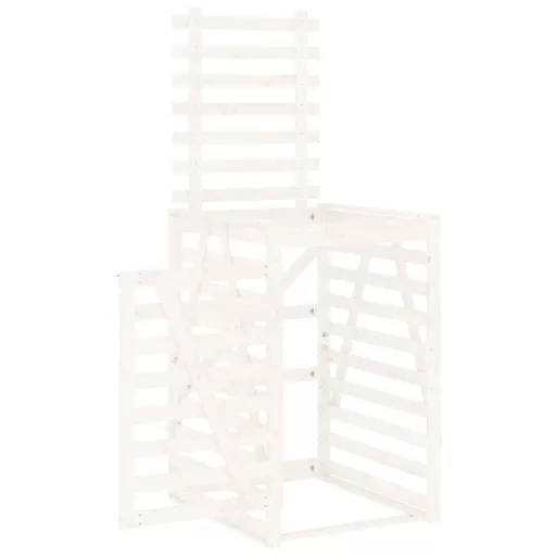 Fehér tömör fenyőfa szemeteskuka tároló 84x90x128,5 cm