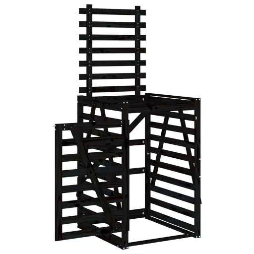Fekete tömör fenyőfa szemeteskuka tároló 84x90x128,5 cm