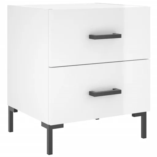 2 db magasfényű fehér szerelt fa éjjeliszekrény 40x35x47,5 cm