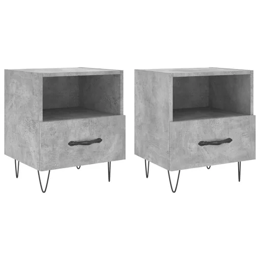2 db betonszürke szerelt fa éjjeliszekrény 40 x 35 x 47,5 cm