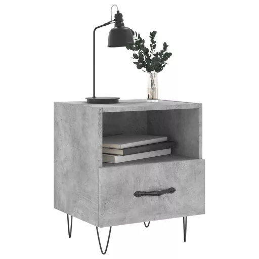 2 db betonszürke szerelt fa éjjeliszekrény 40 x 35 x 47,5 cm