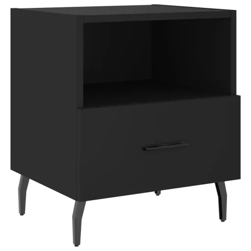 2 db fekete szerelt fa és vas éjjeliszekrény 40 x 35 x 47,5 cm