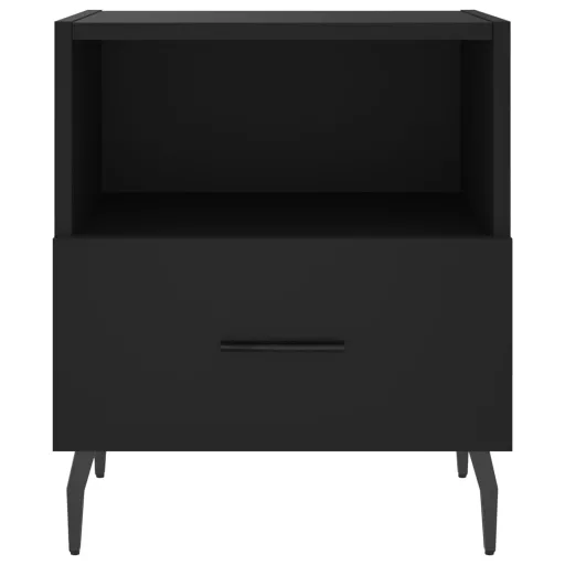 2 db fekete szerelt fa és vas éjjeliszekrény 40 x 35 x 47,5 cm