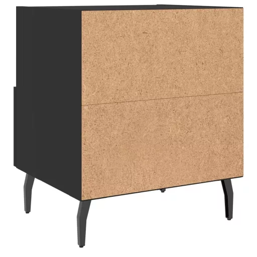 2 db fekete szerelt fa és vas éjjeliszekrény 40 x 35 x 47,5 cm