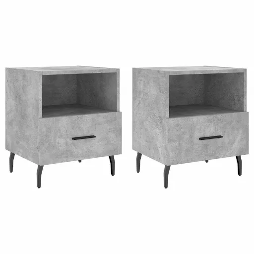 2 db betonszürke szerelt fa éjjeliszekrény 40 x 35 x 47,5 cm