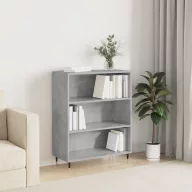 Betonszürke szerelt fa könyvespolc 69,5 x 32,5 x 90 cm