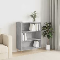 Betonszürke szerelt fa könyvespolc 69,5 x 32,5 x 90 cm
