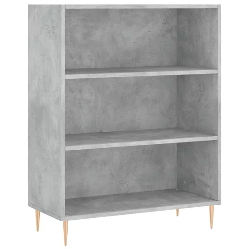 Betonszürke szerelt fa könyvespolc 69,5 x 32,5 x 90 cm