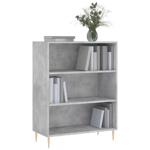Betonszürke szerelt fa könyvespolc 69,5 x 32,5 x 90 cm