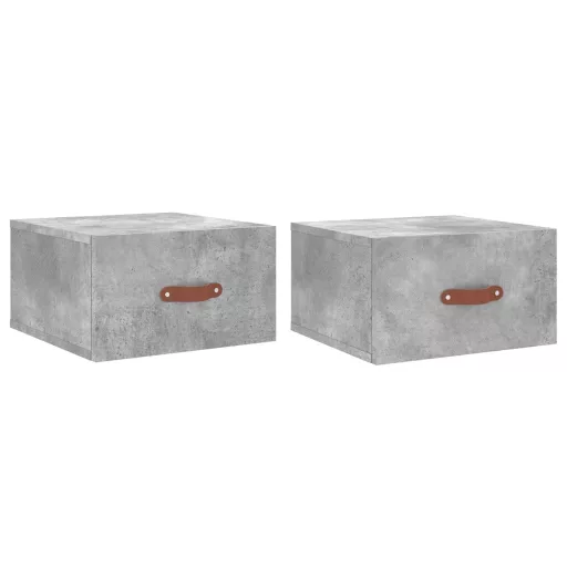 2 db betonszürke falra szerelhető éjjeliszekrény 35x35x20 cm