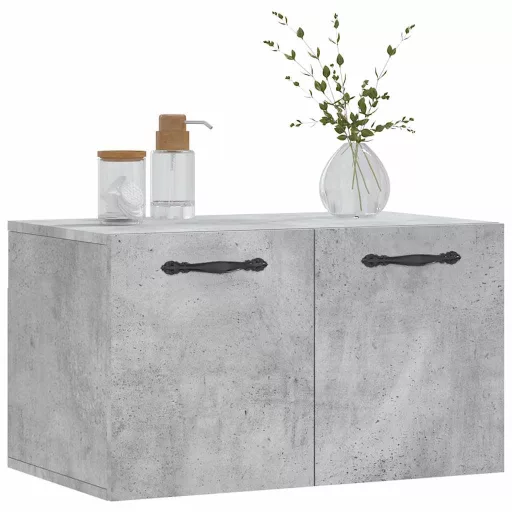 Betonszürke szerelt fa faliszekrény 60 x 36,5 x 35 cm