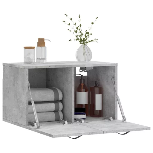 Betonszürke szerelt fa faliszekrény 60 x 36,5 x 35 cm