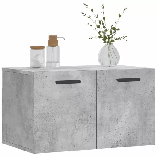 Betonszürke szerelt fa faliszekrény 60 x 36,5 x 35 cm
