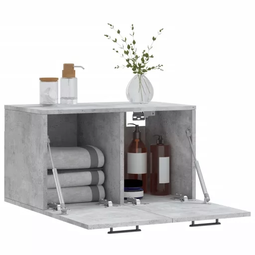 Betonszürke szerelt fa faliszekrény 60 x 36,5 x 35 cm