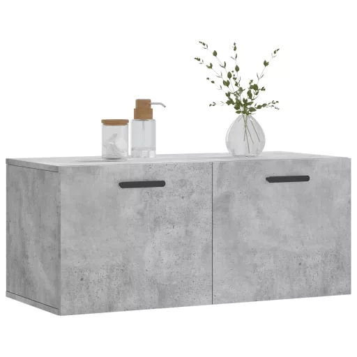 Betonszürke szerelt fa faliszekrény 80 x 36,5 x 35 cm