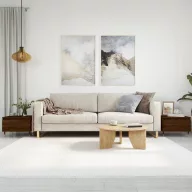   2 db barna tölgyszínű szerelt fa dohányzóasztal 50 x 46 x 35 cm