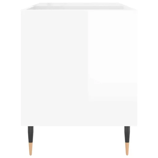 Magasfényű fehér szerelt fa hanglemezszekrény 85x38x48 cm