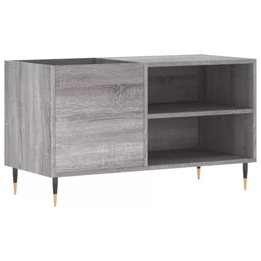 Szürke sonoma színű szerelt fa hanglemezszekrény 85x38x48 cm