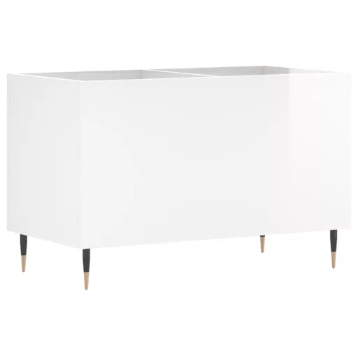 Magasfényű fehér szerelt fa hanglemezszekrény 74,5x38x48 cm