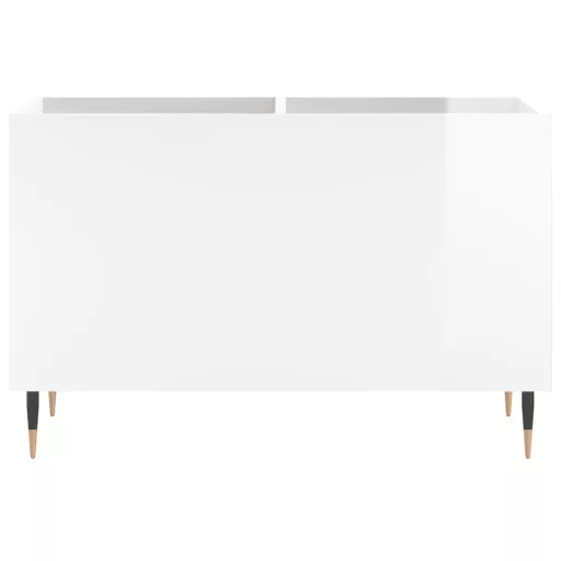 Magasfényű fehér szerelt fa hanglemezszekrény 74,5x38x48 cm