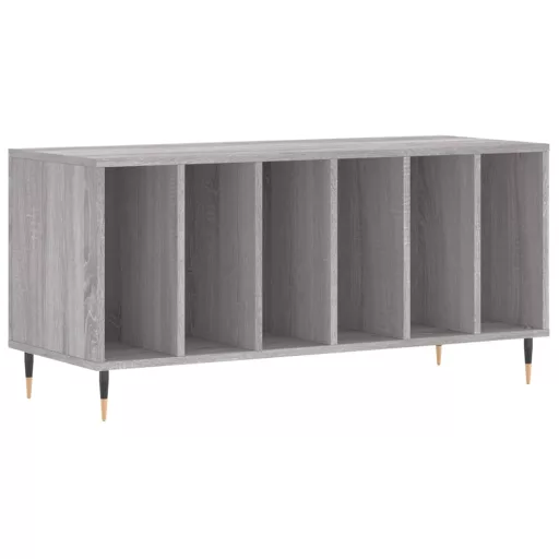Szürke sonoma színű szerelt fa hanglemezszekrény 100x38x48 cm