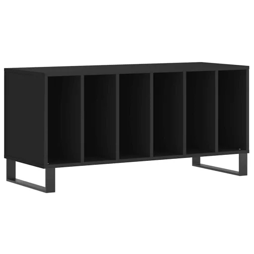 Fekete szerelt fa hanglemezszekrény 100 x 38 x 48 cm
