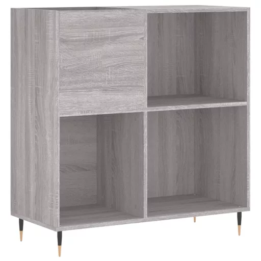 Szürke sonoma színű szerelt fa hanglemezszekrény 84,5x38x89 cm