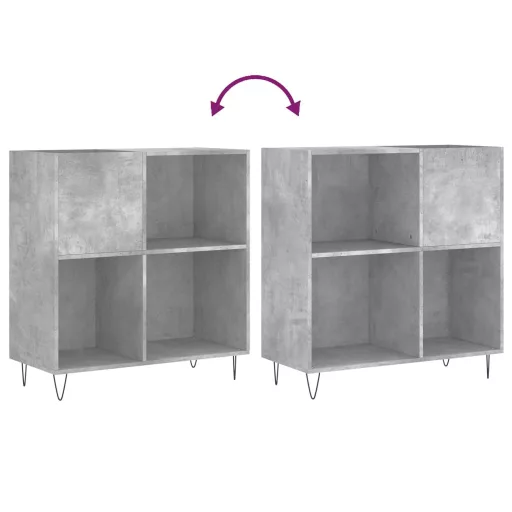Betonszürke szerelt fa hanglemezszekrény 84,5 x 38 x 89 cm