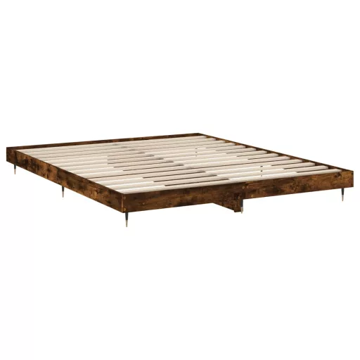 Füstös tölgy színű szerelt fa ágykeret matrac nélkül 200x200 cm