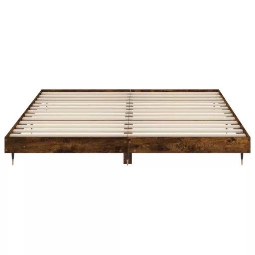 Füstös tölgy színű szerelt fa ágykeret matrac nélkül 200x200 cm