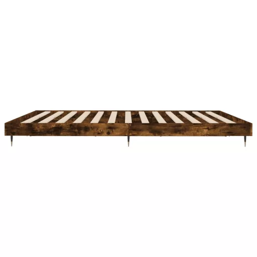 Füstös tölgy színű szerelt fa ágykeret matrac nélkül 200x200 cm