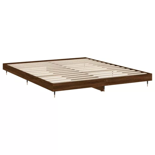 Barna tölgy színű szerelt fa ágykeret matrac nélkül 120x200 cm