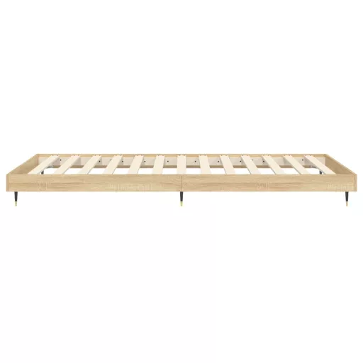 Sonoma tölgy színű szerelt fa ágykeret matrac nélkül 100x200 cm