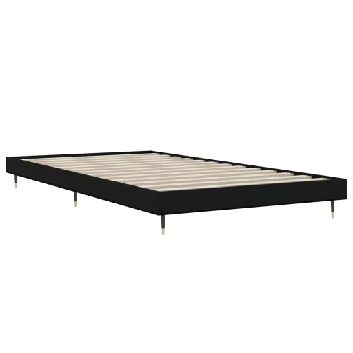 Fekete szerelt fa ágykeret 90 x 200 cm