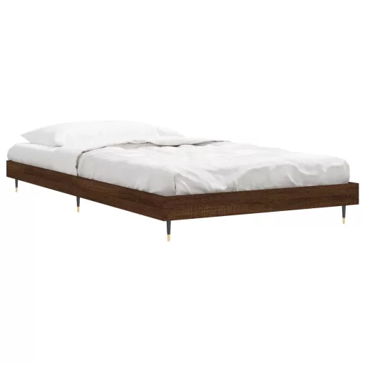 Barna tölgy színű szerelt fa ágykeret matrac nélkül 90x190 cm